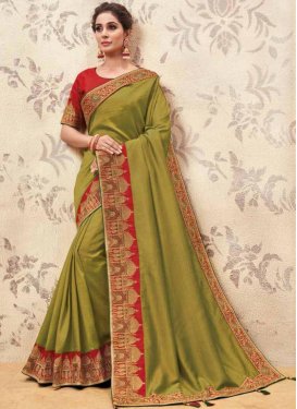 Fancy Fabric Olive Patch Border Classic Saree