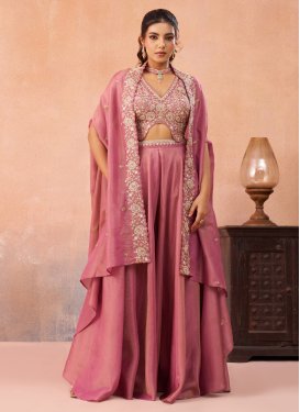 Fancy Fabric Palazzo Suit with Beads Work for Festival in Pink