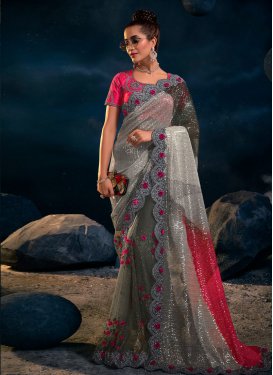 Fancy Fabric Traditional Designer Saree For Bridal