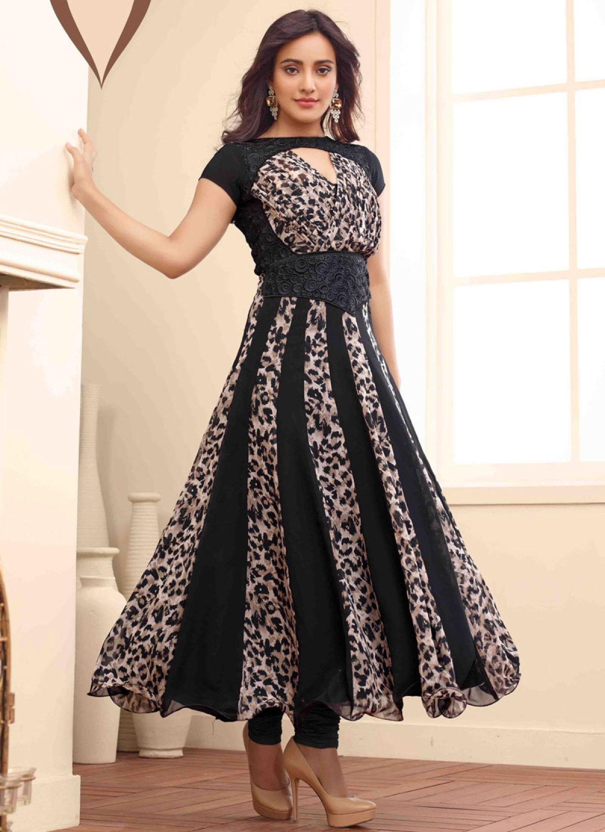 Fashionable Digital Printed Neha Sharma Anarkali Salwar Kameez