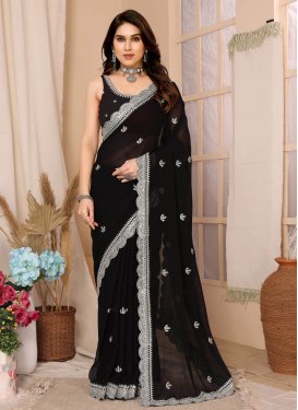 Faux Chiffon Embroidered Work Designer Traditional Saree