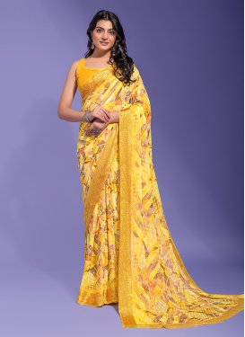 Faux Chiffon Trendy Classic Saree For Casual