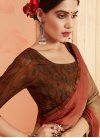 Faux Georgette Brown and Orange Printed Saree For Casual - 1