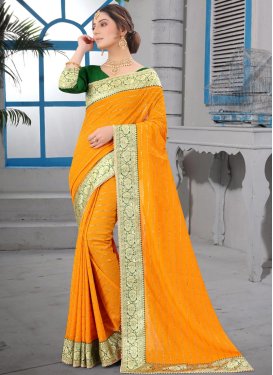 Faux Georgette Beads Work Designer Contemporary Style Saree