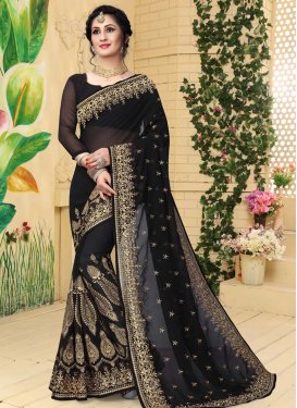 Faux Georgette Booti Work Contemporary Style Saree
