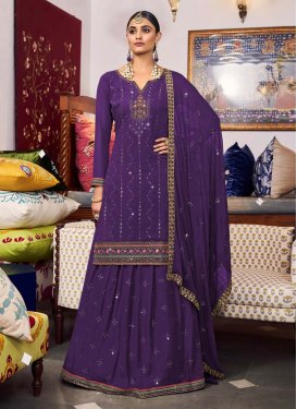 Faux Georgette Embroidered Work Designer Kameez Style Lehenga Choli
