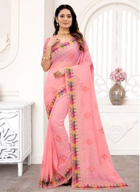 Faux Georgette Embroidered Work Designer Traditional Saree