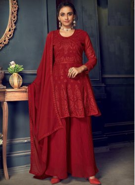 Faux Georgette Embroidered Work Palazzo Designer Salwar Suit