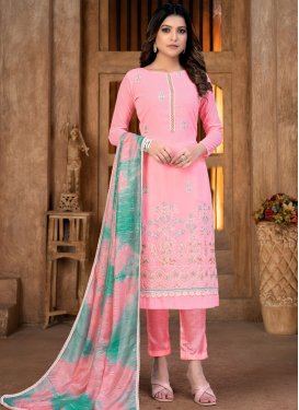 Faux Georgette Embroidered Work Pant Style Salwar Suit