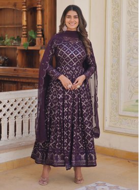 Faux Georgette Embroidered Work Readymade Classic Gown