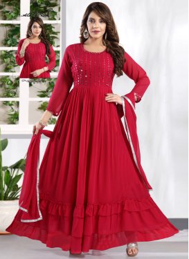 Faux Georgette Embroidered Work Readymade Gown
