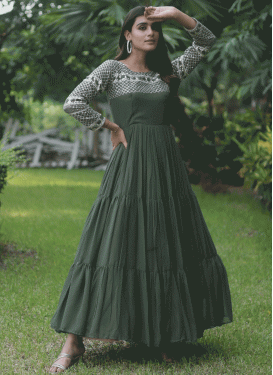 Faux Georgette Embroidered Work Readymade Long Length Gown