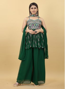 Faux Georgette Embroidered Work Readymade Palazzo Salwar Kameez