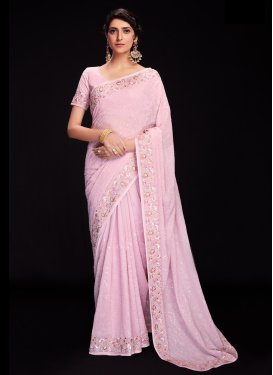 Faux Georgette Embroidered Work Traditional Designer Saree