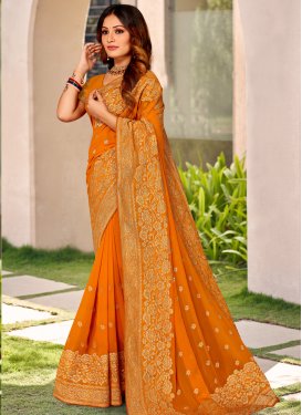 Faux Georgette Embroidered Work Traditional Designer Saree