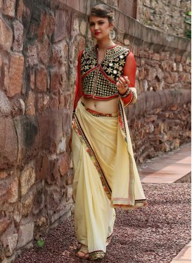 Faux Georgette Embroidered Work Traditional Saree