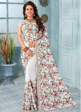 Faux Georgette Embroidered Work Trendy Saree