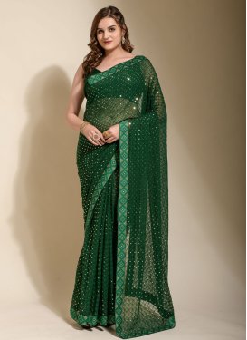 Faux Georgette Lace Work Trendy Classic Saree