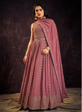 Faux Georgette Mirror Work Readymade Designer Gown