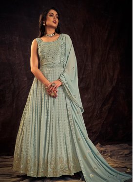 Faux Georgette Mirror Work Readymade Floor Length Gown
