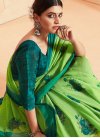 Mint Green and Teal Abstract Print Work Faux Georgette Printed Saree - 1