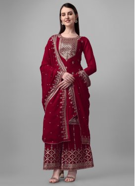Faux Georgette Palazzo Straight Salwar Suit