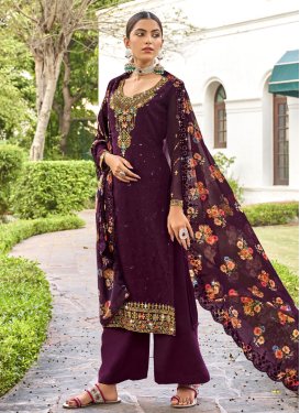 Faux Georgette Palazzo Straight Salwar Suit For Festival