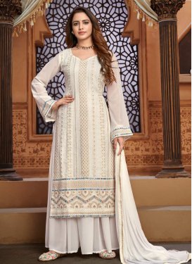 Faux Georgette Palazzo Style Pakistani Salwar Suit For Ceremonial