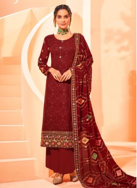 Faux Georgette Palazzo Style Pakistani Salwar Suit For Party