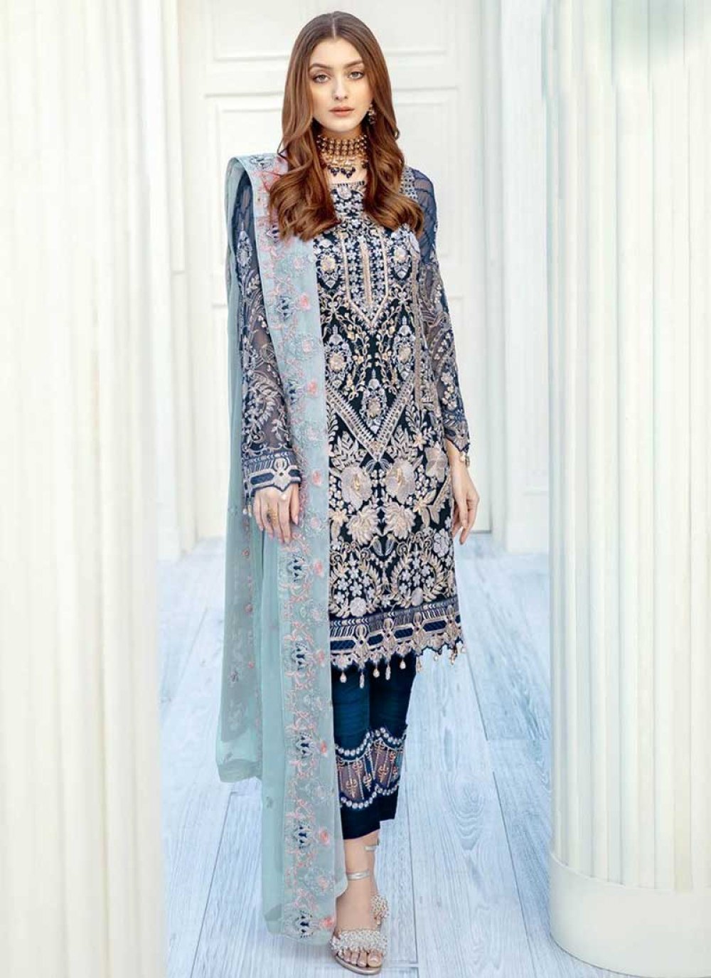 Faux Georgette Pant Style Classic Salwar Suit For Ceremonial