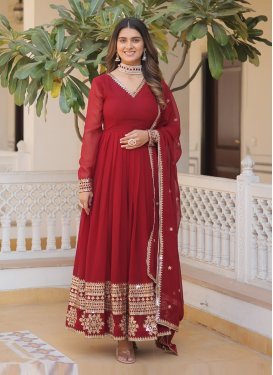 Faux Georgette Readymade Classic Gown For Festival