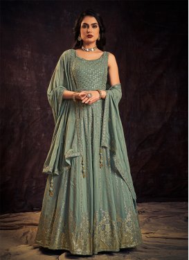 Faux Georgette Readymade Long Length Gown For Festival