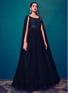Faux Georgette Resham Work Readymade Long Length Gown