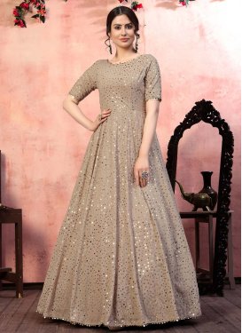 Faux Georgette Sequins Work Floor Length Gown