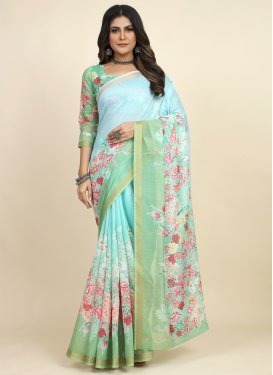 Firozi and Mint Green Designer Traditional Saree