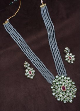 Flamboyant Alloy Gold Rodium Polish Necklace Set For Ceremonial