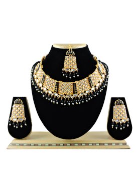 Flamboyant Beads Work Gold Rodium Polish Necklace Set For Festival