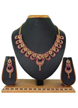 Flamboyant Gold and Rose Pink Gold Rodium Polish Necklace Set For Festival