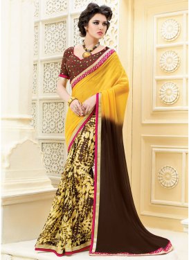 Flawless Abstract Print Work Party Wear Saree