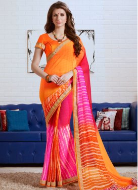Flawless Orange And Rose Pink Color Party Wear Saree