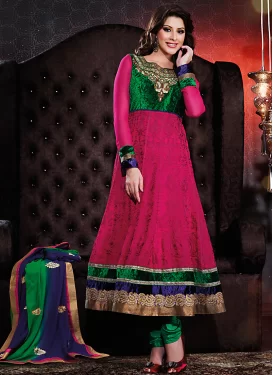 Floral Georgette And Velvet Fabric Pakistani Suit