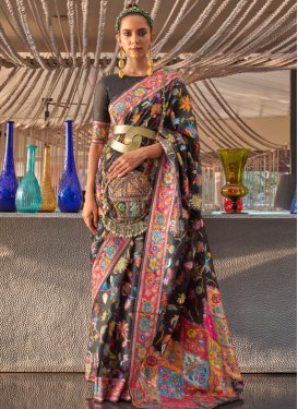 Floral Work  Handloom Silk Trendy Designer Saree