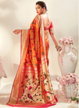 Floral Work Paithani Silk Trendy Saree
