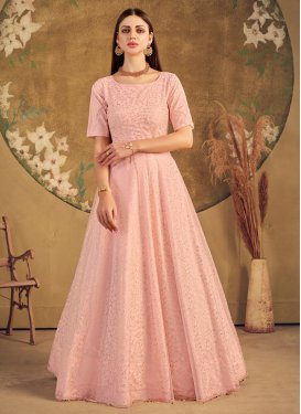 Foil Print Work Floor Length Gown
