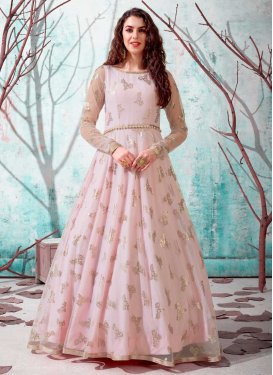 Foil Print Work Floor Length Trendy Gown