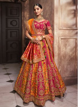 Fuchsia and Orange Trendy Designer Lehenga Choli For Bridal
