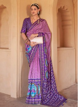 Fuchsia and Purple Patola Silk Designer Contemporary Style Saree