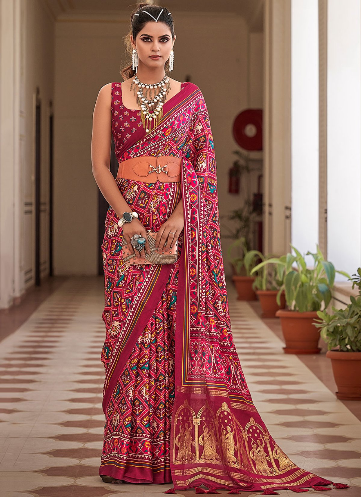 Buy Gaji Silk Designer Contemporary Style Saree Online