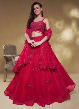 Georgette Designer Lehenga Choli with Embroidered Work for Festival in Rose Pink