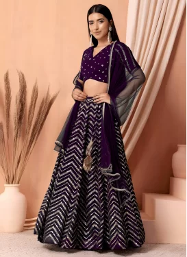 Georgette Designer Lehenga Choli with Embroidered Work in Purple